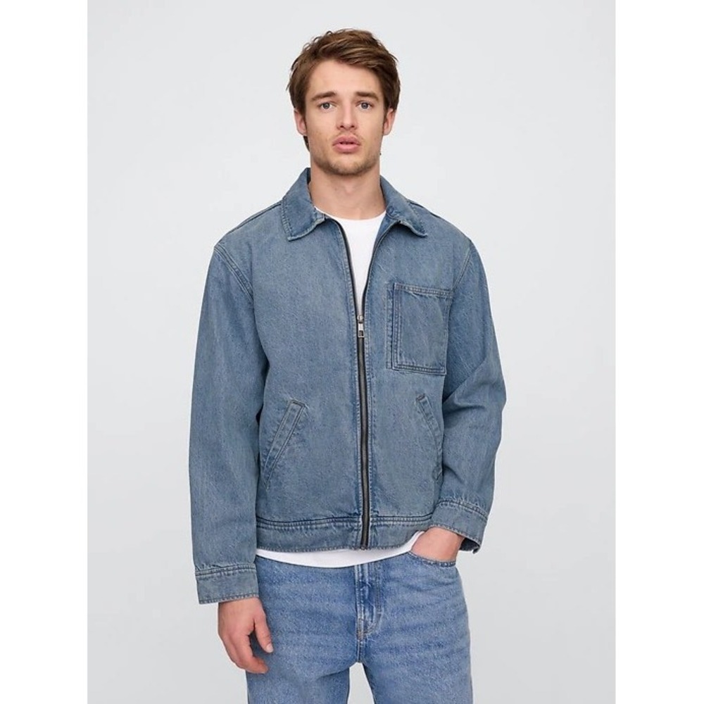 NWT Gap Relaxed Denim Chore Jacket Light‎ Wash Blue Jean Jacket Mens Size S